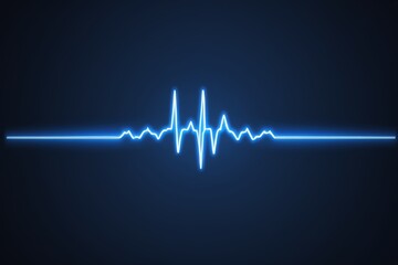 a close up of a blue heartbeat line on a black background