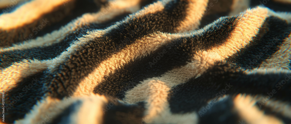 Poster capturing the intricate texture and patterns of tiger fur in soft, warm light
