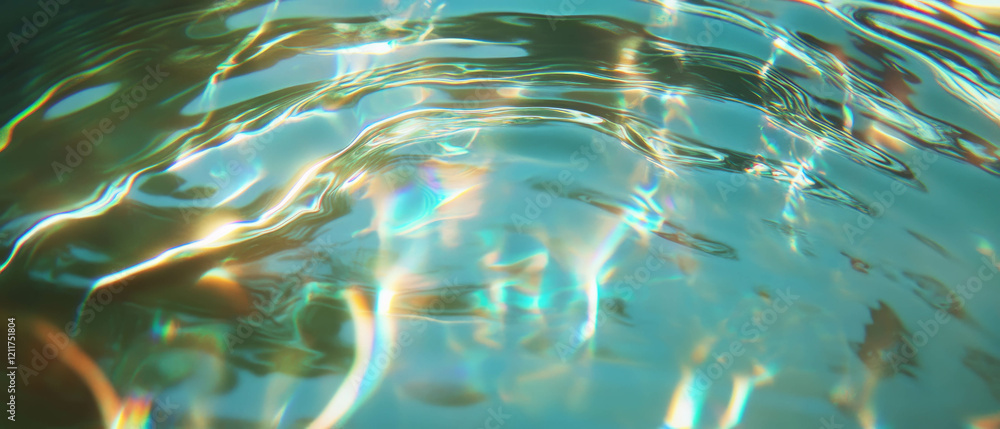 Aufkleber exploration of time distortion through rippling water and fragmented light patterns