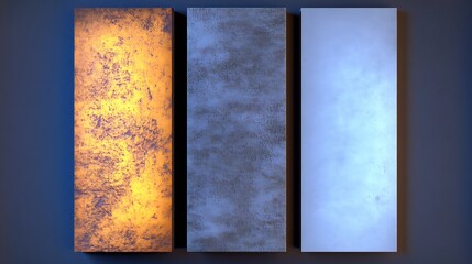 Warm cool neutral textures glow subtly arranged triptych. AI Generated