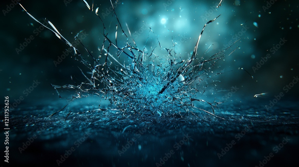 Fototapete vibrant shards of broken glass exploding in abstract motion dark water surface graphic art dynamic e