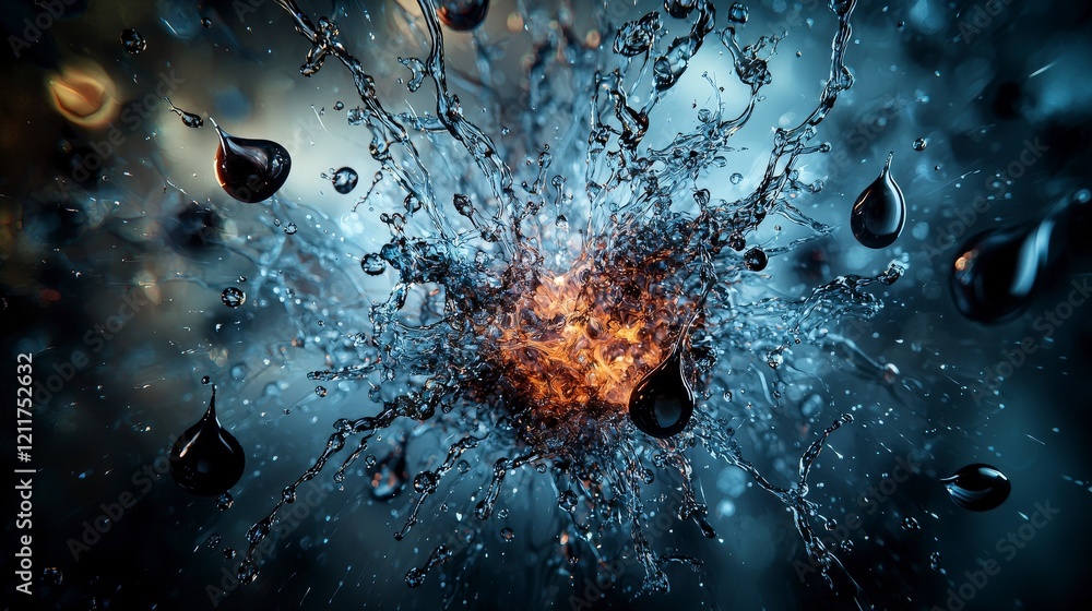 Aufkleber Dynamic splash of tea and water studio setting abstract visuals fluid art close-up perspective creative expression