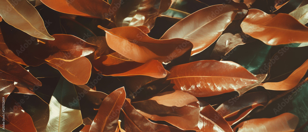 Poster vibrant tropical leaves with large size and glossy texture in a natural setting