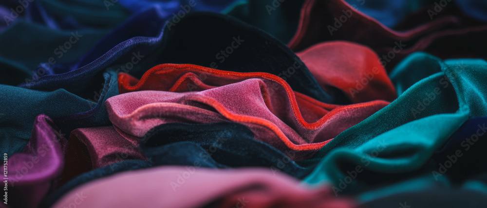 Poster soft pile velvet ribbons in a rich blend of colors create an elegant texture display