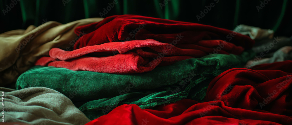 Poster luxurious velvet ribbons showcasing rich colors and soft textures in a vibrant display