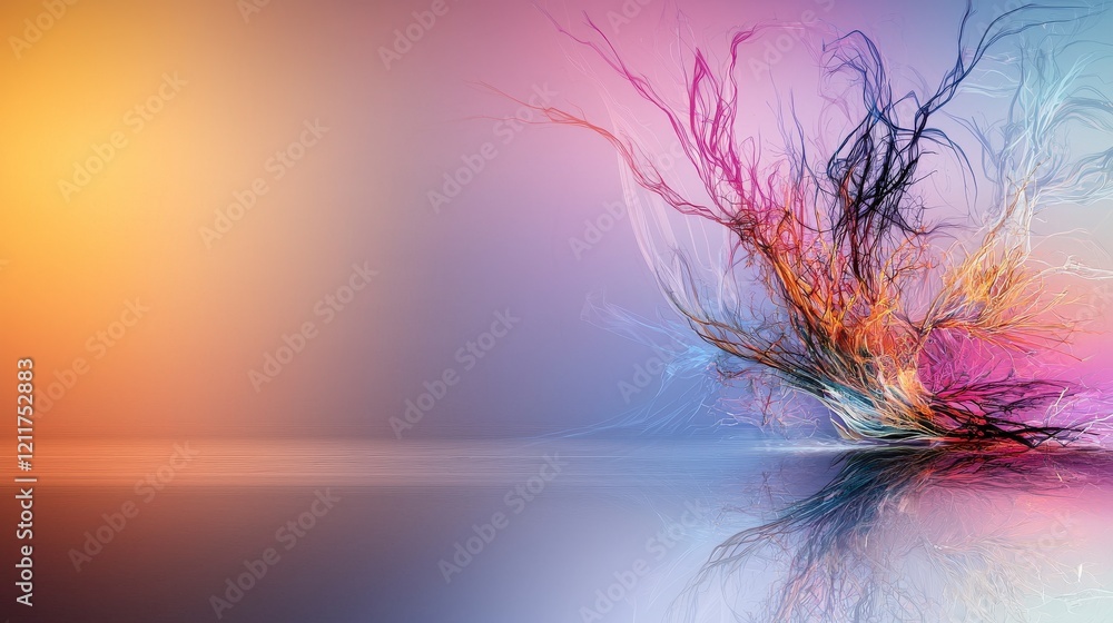 Poster abstract action of vibrant streaks digital canvas visual art ethereal environment artistic perspecti