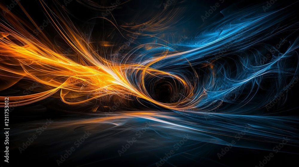 Poster dynamic abstract lines in vibrant colors digital art modern aesthetic dark background eye-catching d