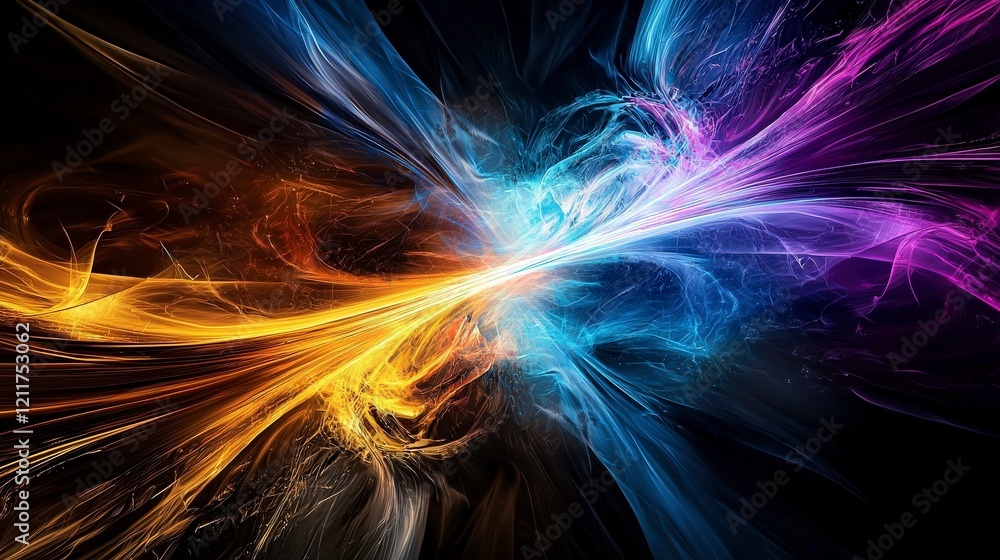Aufkleber vibrant abstract diagonal lines in endless energy digital artwork colorful environment dynamic persp