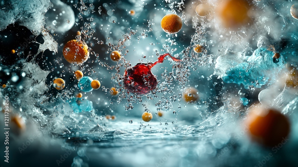 Aufkleber dynamic liquid motion abstract dreamscape digital art underwater environment close-up viewpoint flui