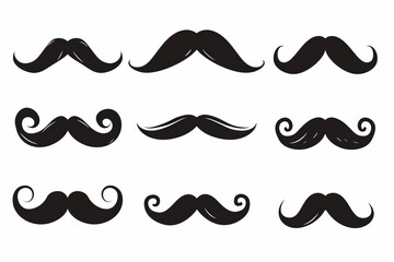 Mustaches icon, hipster sign, Fathers day symbol, barber logo, human whisker, vintage moustache emblem