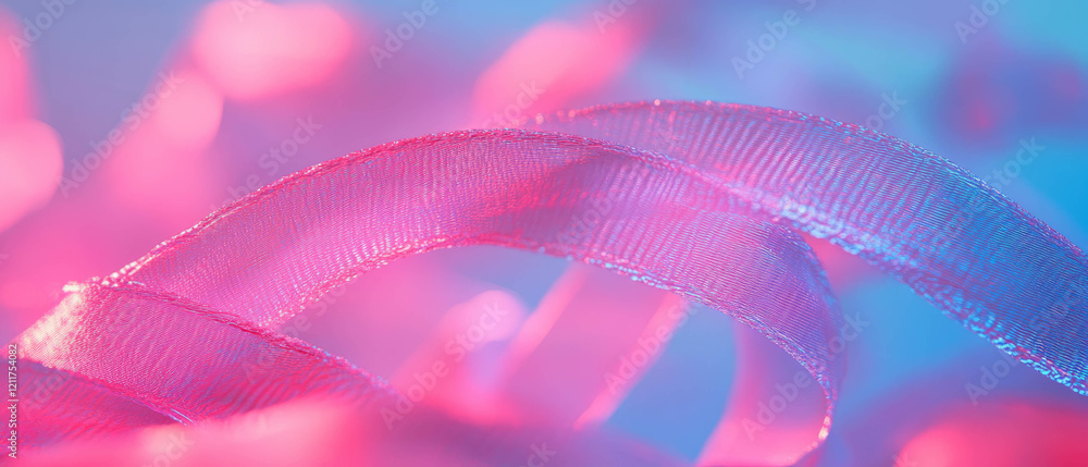 Poster Exploring the intricate texture and flexibility of wired ribbons under vibrant lighting