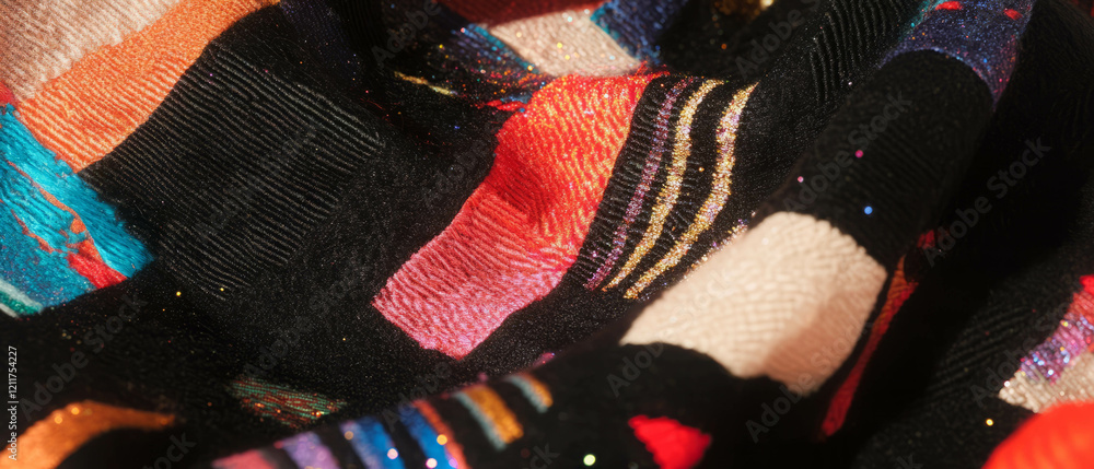 Aufkleber woven tapestry showcasing intricate patterns and vibrant color contrast