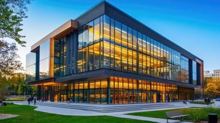 Obraz premium Modern university building with glass walls