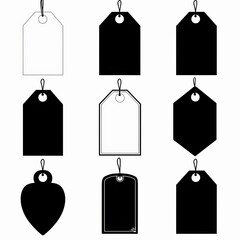 Price tag, label icon, paper price, blank product labels symbol, empty cardboard price label, sale mockup