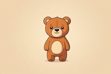 Obraz premium a close up of a brown teddy bear standing on a beige background