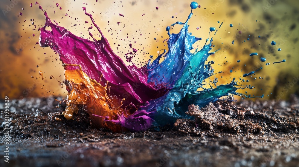 Aufkleber dynamic color splash action art studio photography vibrant environment close-up view creative expres