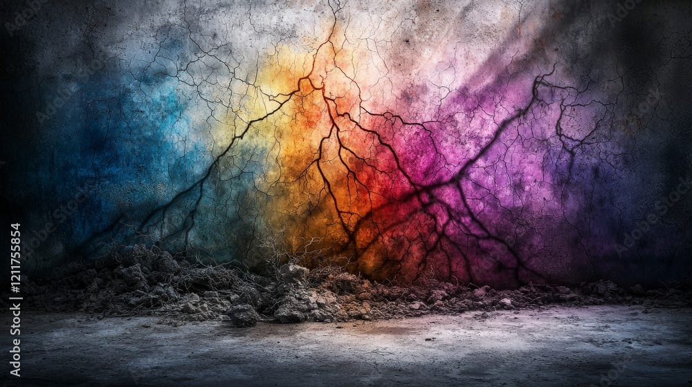 Aufkleber dreamlike shadows through fragile wall paint abandoned location surreal art urban decay close-up vie
