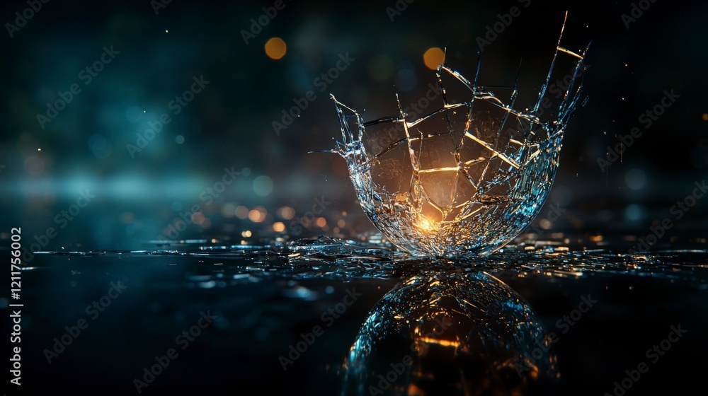 Aufkleber high-resolution abstract dynamic cracks spreading on urban reflective glass surface