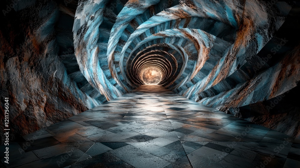 Leinwandbilder Dynamic diagonal patterns creating a surreal tunnel experience in an abstract environment artistic perspective