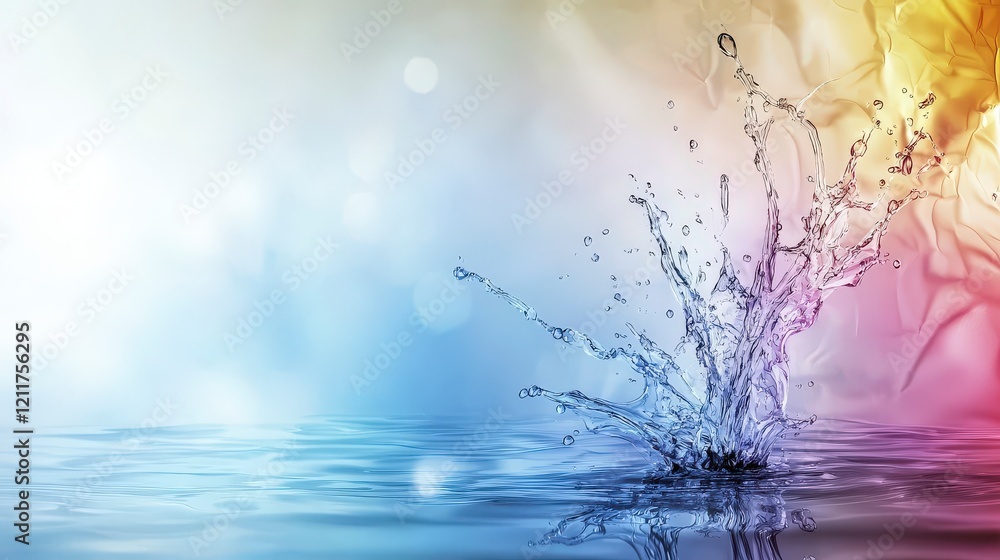 Poster dynamic water splash action serene lake visual art soft gradient artistic viewpoint vibrant concept 