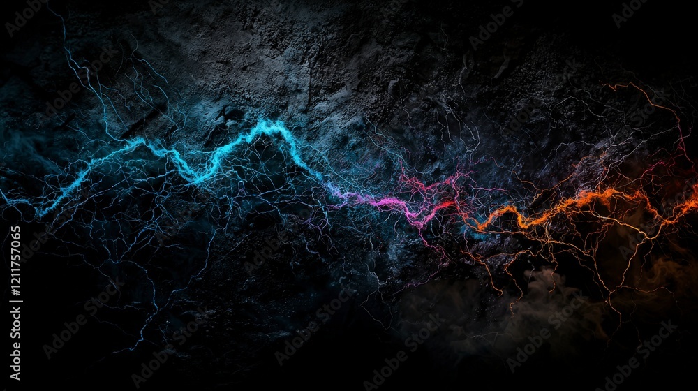 Poster Dynamic waves of deep black hues interacting with faint light abstract art digital creation dark environment artistic concept