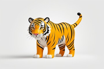 Naklejka premium there is a tiger statue that is standing on a white surface