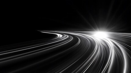 Abstract glowing light trails in a dark environment