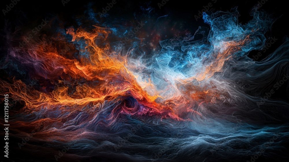 Poster Ethereal light streaks and shadows blend in a cosmic display digital art abstract environment visual concept