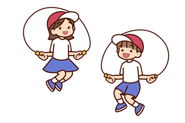縄跳びをする子供たち