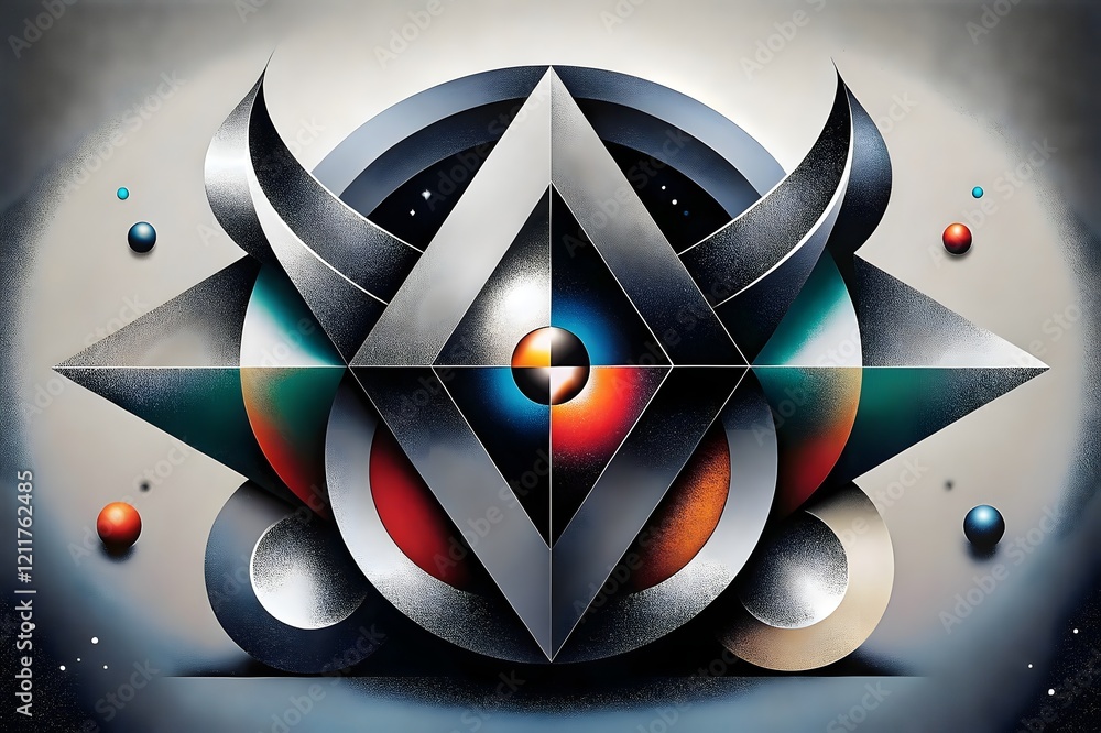 Aufkleber geometric abstract art dynamic shapes colorful composition modern design