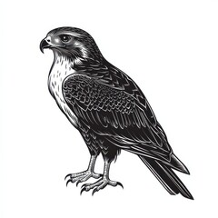 Fototapeta premium Majestic black and white hawk illustration