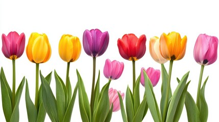 Naklejka premium Colorful Tulips Row