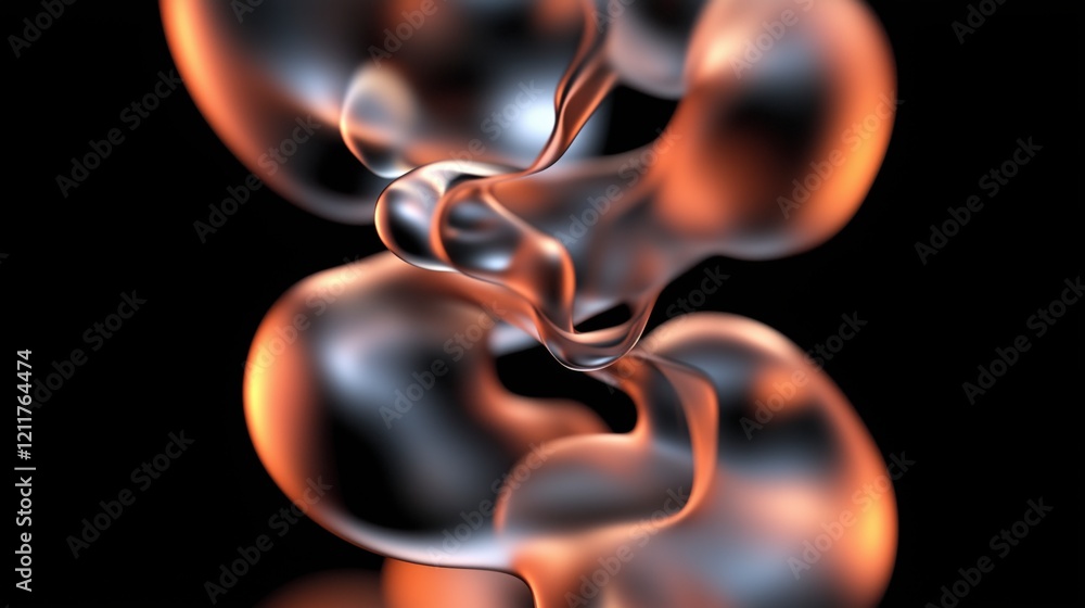 Aufkleber a series of abstract shapes in a black background. the shapes are made of a shiny, reflective materi