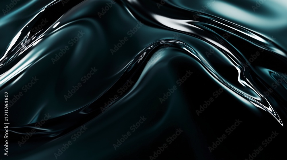 Poster a black and silver image of a wave. the image is abstract and has a moody, mysterious feel to it. ai