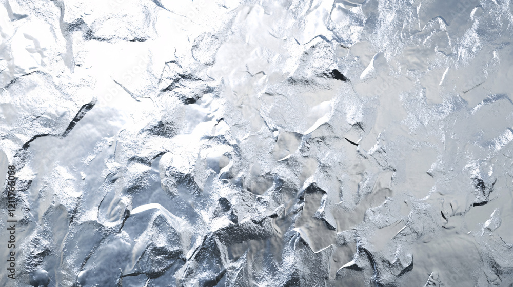 Poster a close-up of textured ice with intricate patterns and reflections creating a cool abstract composit