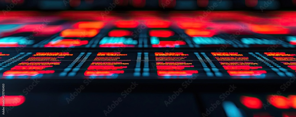 Poster smart education ai idea. close-up of a digital display featuring vibrant, illuminated data patterns.