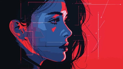 Professional Female Character Hybrid Working Flat Vector Illustration