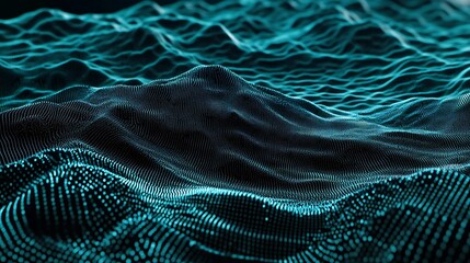 Abstract teal digital landscape.