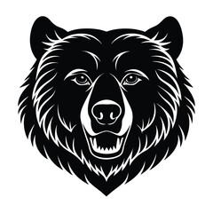 Fototapeta premium Bear Head Silhouette Vector Art, Black Bear Head Design Illustrations
