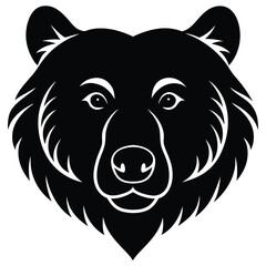 Bear Head Silhouette Vector Art, Black Bear Head Design Illustrations