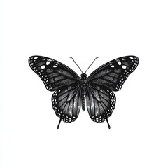 Obraz premium Black and white monarch butterfly illustration