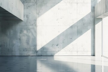 Detailed Visual  of Blank Wall in Bright Concrete Office Mockup