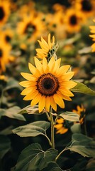 Obraz premium nature-inspired sunflower wallpaper bright yellow vibrant decor theme