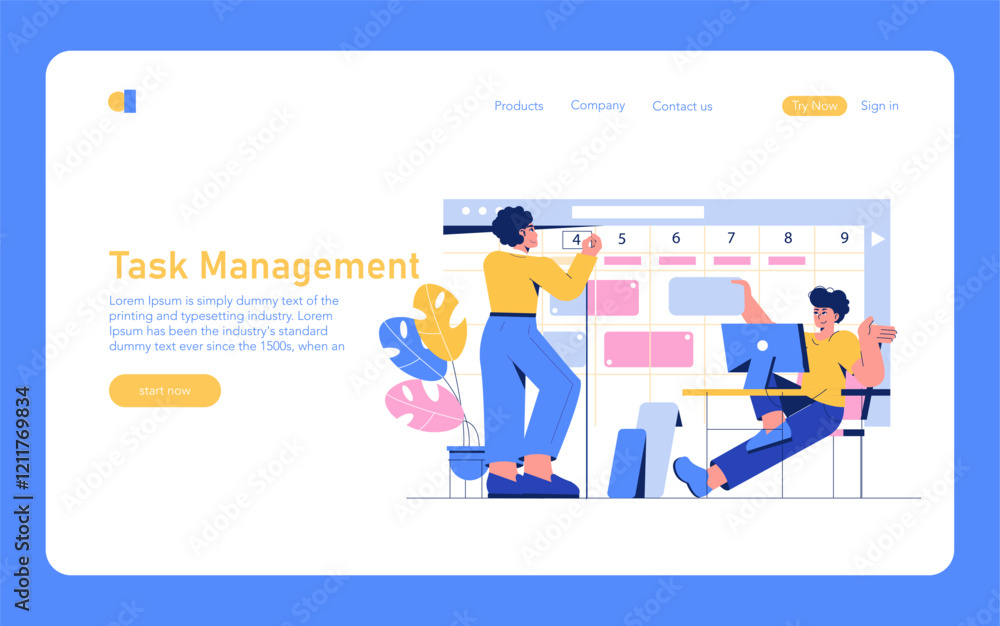 Poster development process automation. flat vector illustration