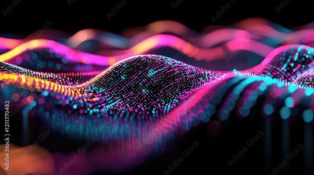 Poster machine learning ai concept. abstract digital wave forms in vibrant colors representing innovation a