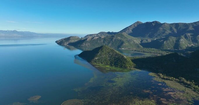 Magnificent panoramic view of Lake Skadar in the Montenegro region.