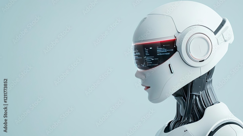 Poster digital mentor ai idea. futuristic robotic head with advanced features and sleek design, showcasing 