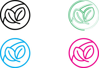 Icon set, no smoking symbol, circular design, stylized hand holding cigarette, crossed out symbol, black and white version, blue version, green version, pink version, minimalist graphics, vector illus