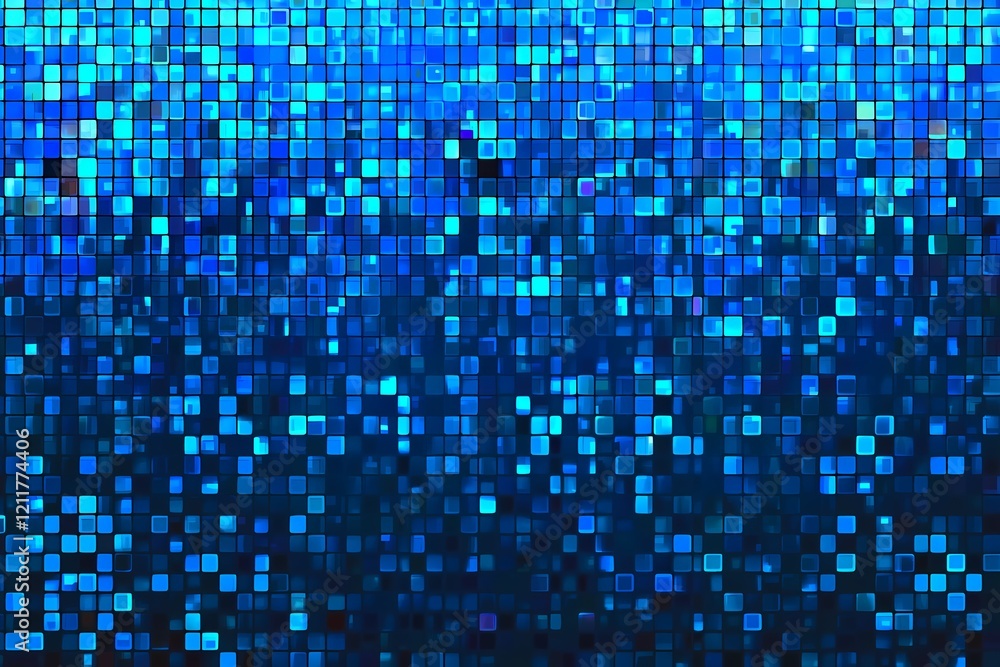 Poster abstract blue mosaic square pixel pattern design