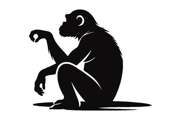 Obraz premium Intelligence in Shadow: Chimpanzee Silhouette